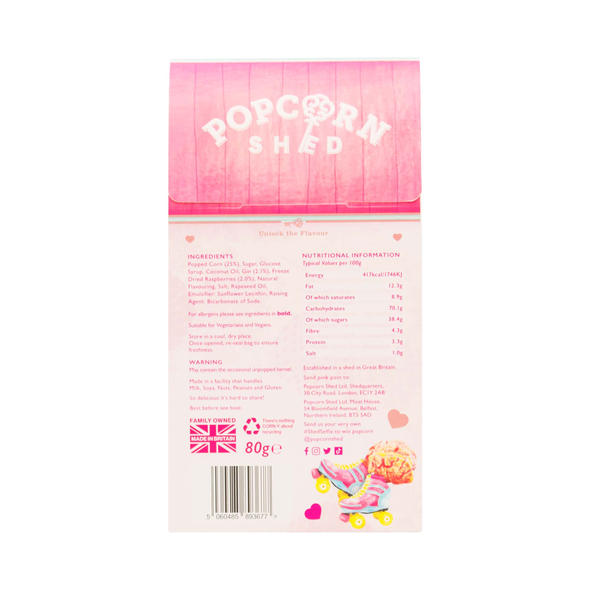 Vegan Pink Gin Gourmet Popcorn Shed Snack Box