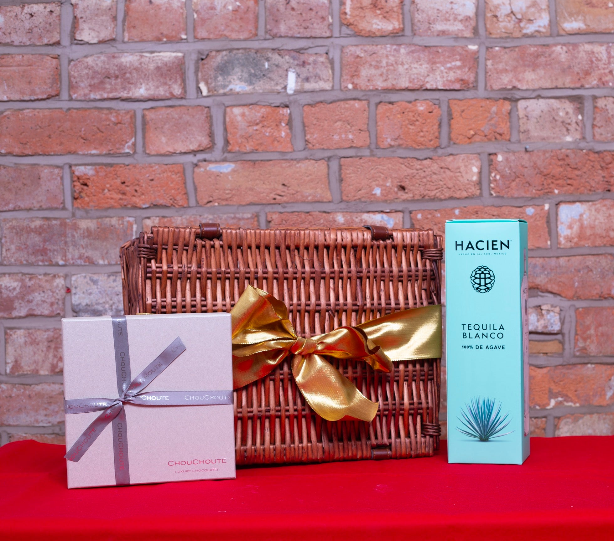 Hamper with tequila and chocolate 