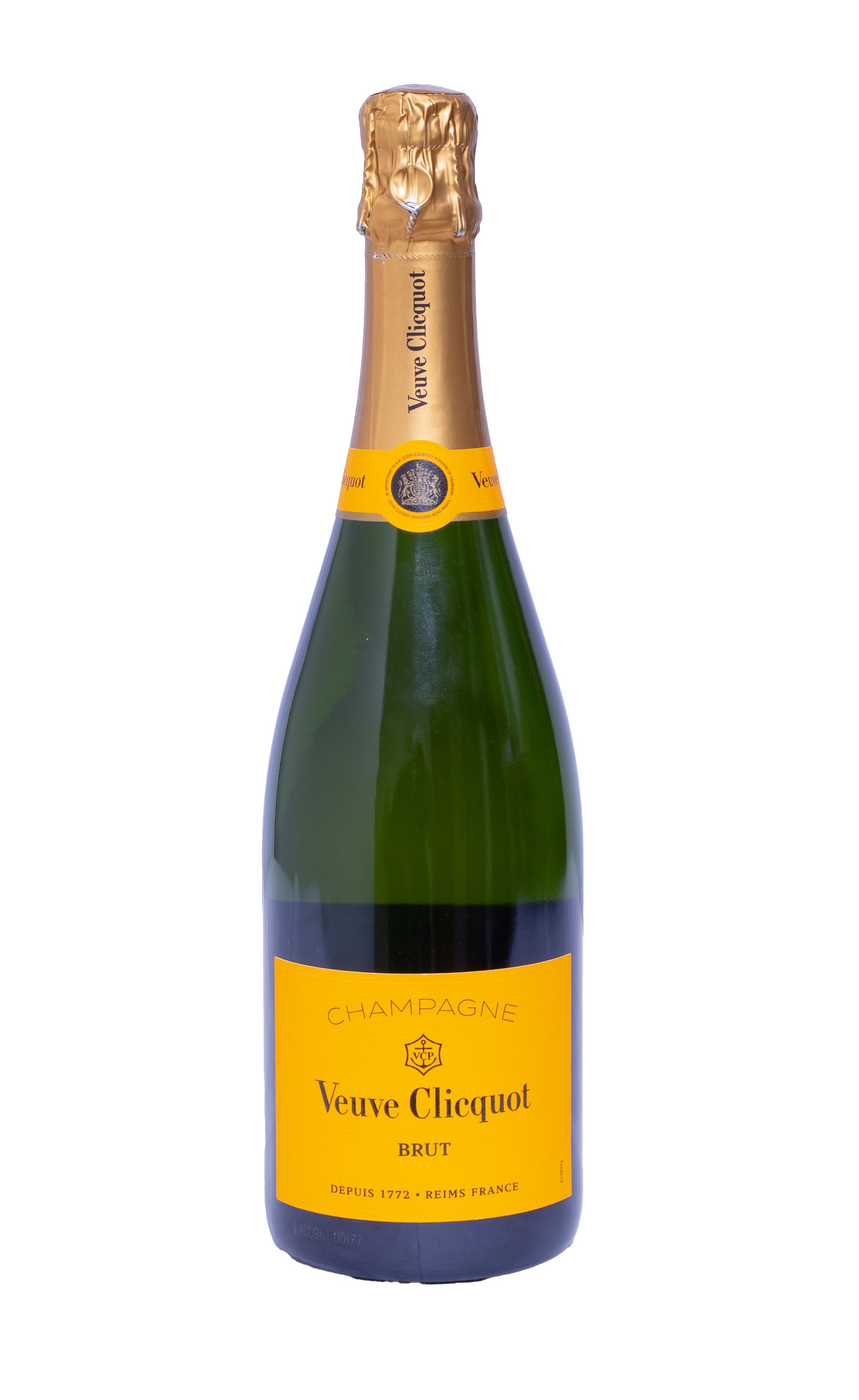 Veuve Clicquot champagne bottle on a white background