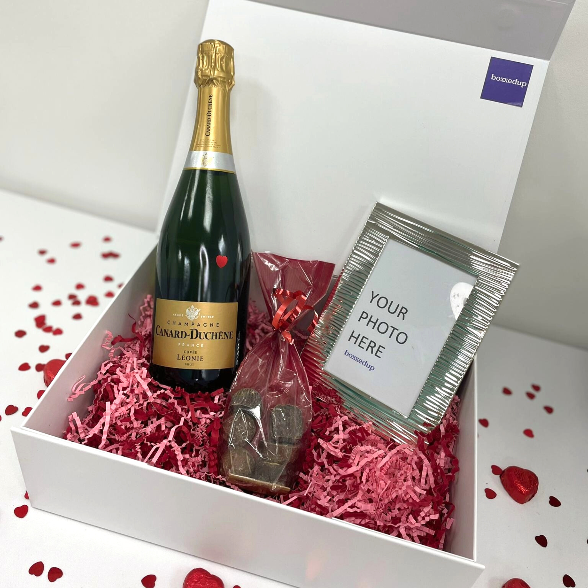 Personalised Luxury Valentines Gift Box 1 (Champagne / Truffles / Photo Frame)