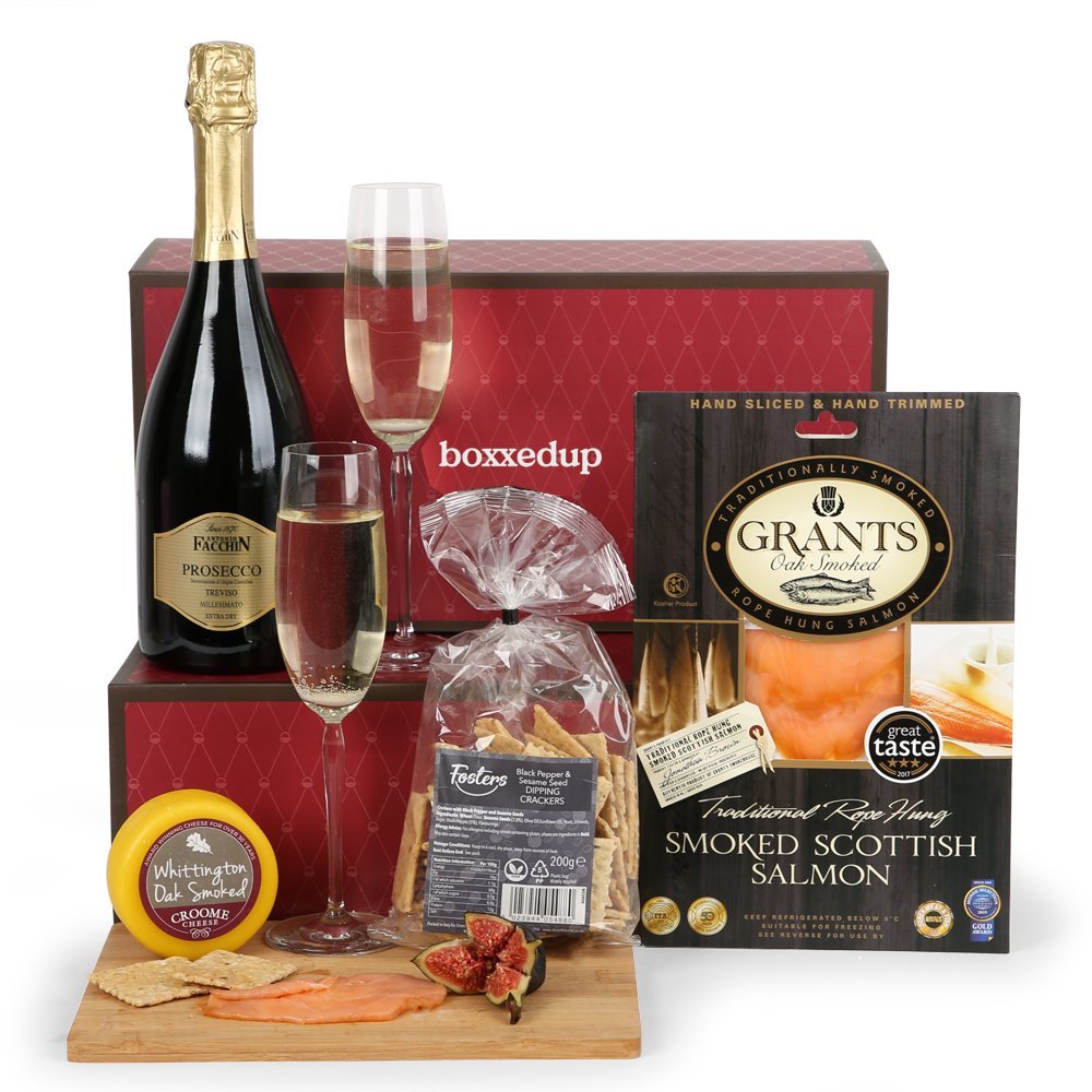The Smoked Pair Prosecco and  Cheese Hamper Gift Box